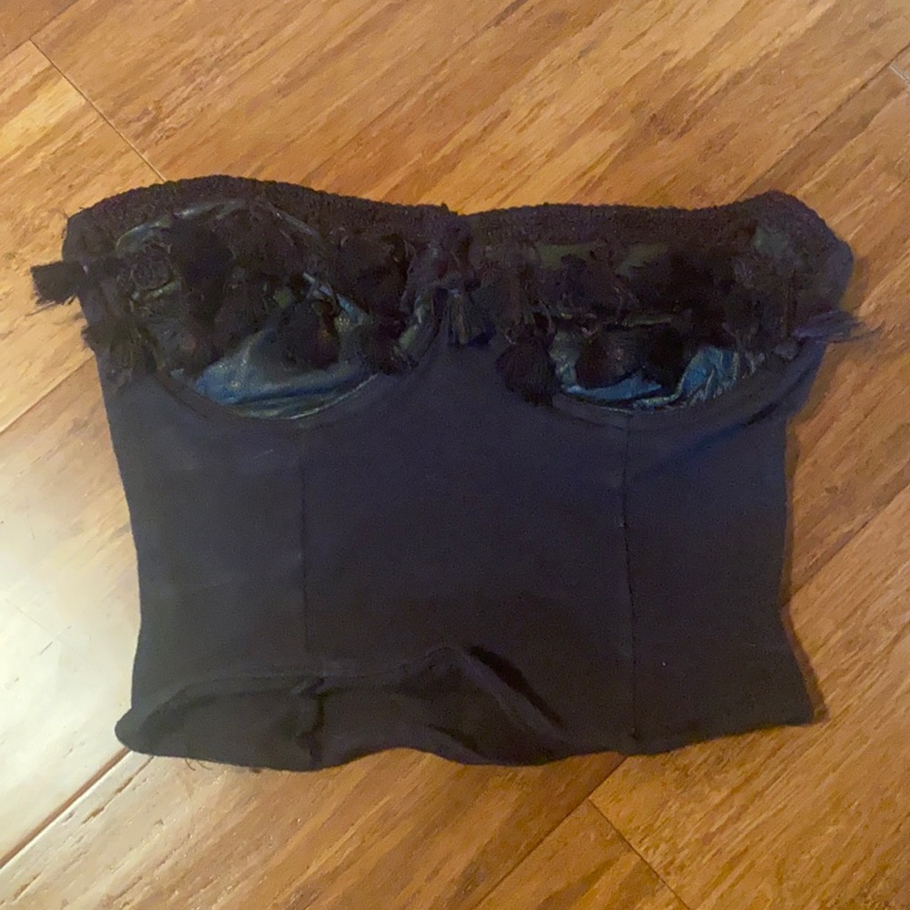 Vintage lust NYC buster leather tassel crop top